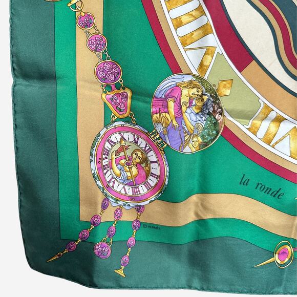 Hermes La Ronde des Heures/ Parmi les Fleurs Silk Scarf, Carre 90 - Picture 3 of 15